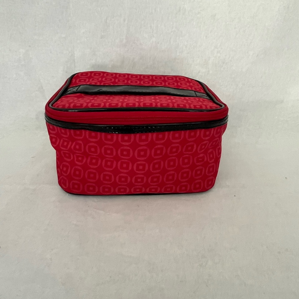 Lancome Red and Black Cosmetic Bag Set with Geometric Design - Picture 3 of 9